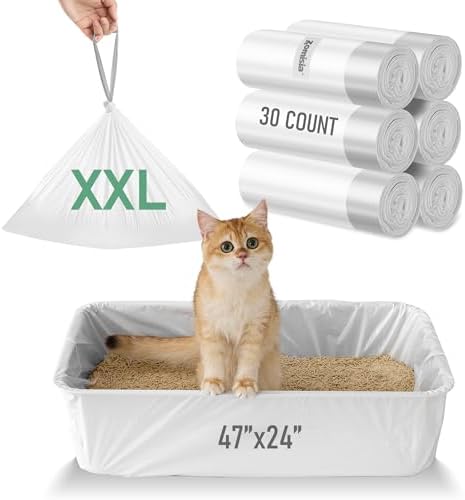ZOMISIA Super Jumbo Litter Box Liner XXL - 30 Count 47" x 24" Litter Bags