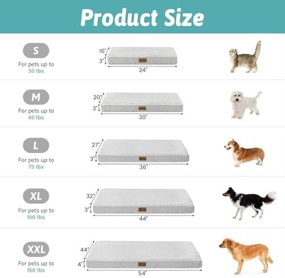 COZY KISS Flat Dog Crate Bed Washable for Small Dogs, S 24x16 inch Grey