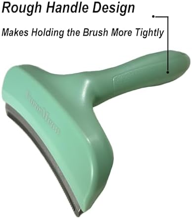 Pet Deshedding Tool with Curve Blade, Cat Grooming Brush, Tight V-shaped Teeth Shedding Comb for Cats and Dogs (Green, Large)