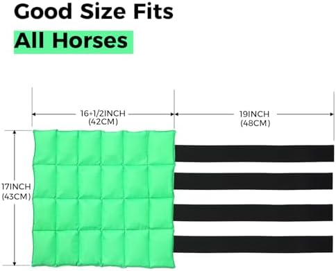 Ice Boots for Horses, Horse Ice Boots, Black & Green, 4 Pack