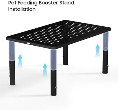 W‌SOWX Adjustable Automatic Cat Feeder Stand, Elevated Cat Food Stand,Black