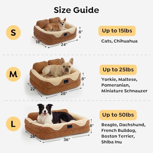 Veehoo Square Small Dog Bed, Orthopedic Dog Bed Washable Couch Sofa, 24"