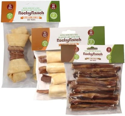 Rocky Ranch, Medium Chewer Bundle Pack, Beef Flavor, 15.92 oz, Adult Dog, Natural Chew Treats, Dental Care, High Protein. No additives