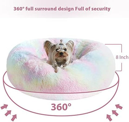 WNPETHOME Small Round Calming Dog Bed Cat Bed for Comfy Sleep