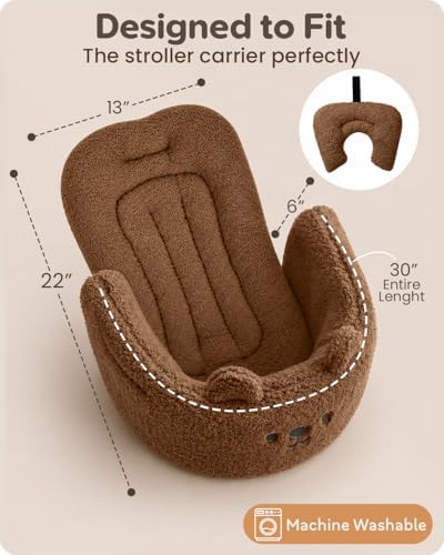 Pet Stroller Comforter Set – Ultra-Soft Cushion, Pillow & Edge Cover – Machine Washable, Protective & Cozy Liner for Dogs & Cats – Easy Install (Teddy Brown, Stroller Not Included)