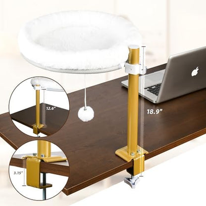 Cat Desk Bed Clamp-On Hammock, 360 Rotating Perch for Desk, Chair & More