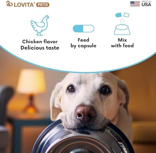 LOVITA Hip + Joint Supplement for Pets - Supports Mobility & Joint Health for Dogs & Cats - 60 Capsules, Chicken Flavor