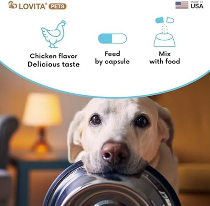 LOVITA Hip + Joint Supplement for Pets - Supports Mobility & Joint Health for Dogs & Cats - 60 Capsules, Chicken Flavor