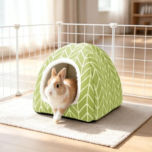 2 Pack Guinea Pig Hideout Bed, Dwarf Rabbit House Cave
