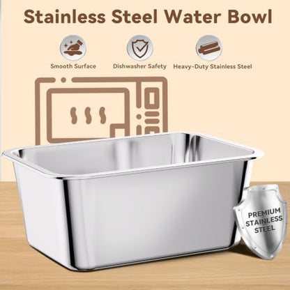 10L No Spill Dog Water Bowl Stainless Steel for Messy Drinkers