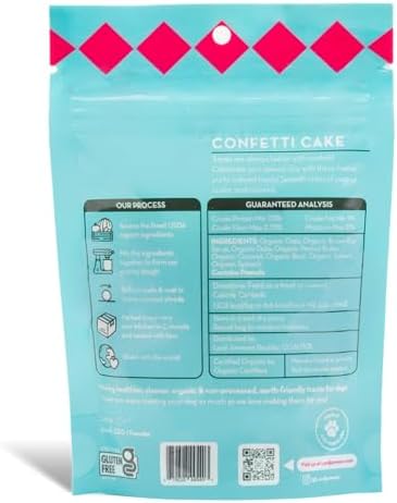 Lord Jameson Confetti Cake Soft & Chewy Certified Organic Dog Treats for Small Breeds - Peanut Butter & Coconut - Small Bite, No-Bake Recipe, Gluten-Free, Preservative-Free - Made In USA - 3 oz