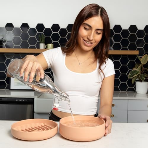 The Perfect Dish - Silicone Dog Bowl for Food & Water, 7.5"x2.25"- Blush