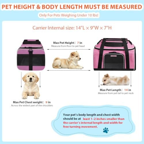 Petskd Top and Side Expandable Small Pet Carrier Airline Approved, Pink