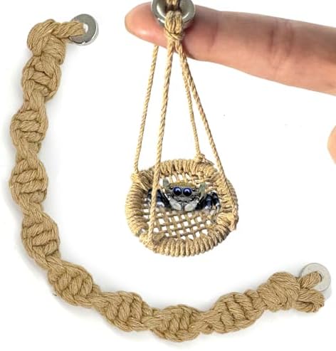 2 Pack Jumping Spider Rope Bridge Swings, Natural Cotton Rope Handmade Magnetic Mounting Jumping Spider Accessories (Brown)