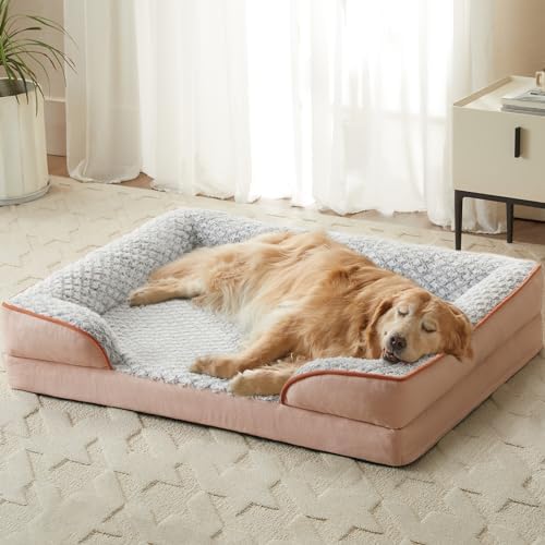LEXTRO Orthopedic Dog Beds for Large Dogs, Comfy Washable Dog Couch Bed
