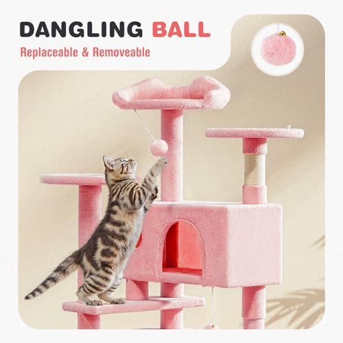 54 Inch Cat Tree Tower with Natural Sisal Scratching Post