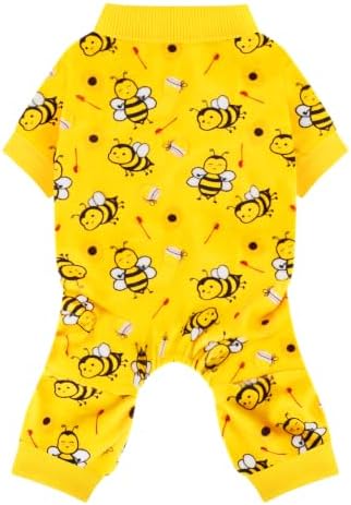 Paiaite Dog Pajamas Onesie: Comfortable Four-Legged Apparel for Small, Medium, & Large Dogs, Polyester Material for Comfort, Wrinkle Resistance, Moisture Wicking, Stretchiness Cute Bee XS