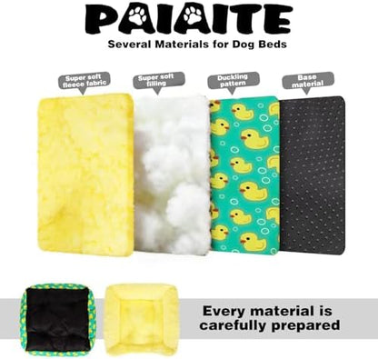 Rectangle Washable Dog Bed for Large, Medium & Small Dogs – Soft Calming Puppy Beds, Durable Warm Pet Sofa with Non-Slip Bottom for Indoor Use.Yellow M Size (33.5"x33.5"x7.1")
