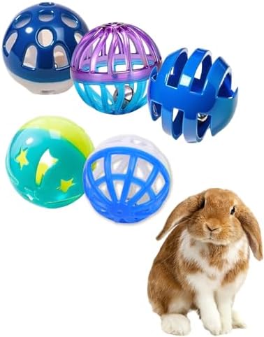 5 Pack Hollow Plastic Play Balls, Assorted Cutout Shapes for Rabbits
