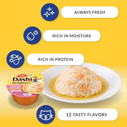 INABA Dashi Delights Lickable Cat Treats, Seafood Variety, 12ct