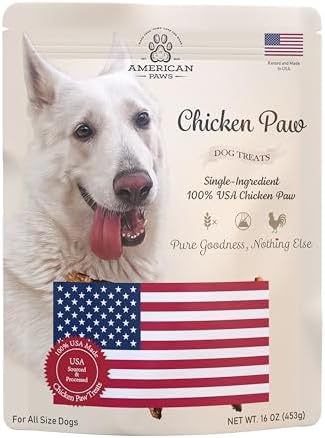 American Paws Dehydrated Chicken Feet for Dogs (Chicken Paws), USA (1 LB)