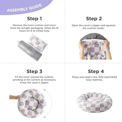 Lesure Shown on TV Jacquard Donut Dog Bed Medium Sized Dog,Purple 30x30x8in
