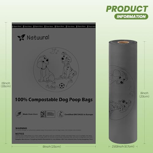 Compostable Dog Poop Bags-300 Bags 1Rolls, (Lavender Scented)