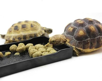 OMEM Reptile Bowl Large Food and Water Dish Enough Space Also Fit for Bath Simulated Wood Grain Surface (L, Black)