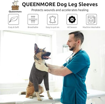 Queenmore Recovery Sleeve for Dogs Front Leg, Dog Recovery Sleeves, Dog Surgical Recovery Suit Female, Pet Elbow Protector Cone Collar Alternatives, Grey, XS