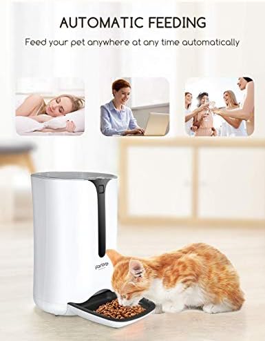 Automatic Cat Feeder, Faroro Dog Food Dispenser for Small Pets with Distribution Alarms, Portion Control, Voice Recorder and Programmable Timer for up to 4 Meals per Day