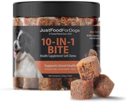 JustFoodForDogs 10-in-1 Supplement for Dogs, Dog Multivitamin Chews - 45 Ct