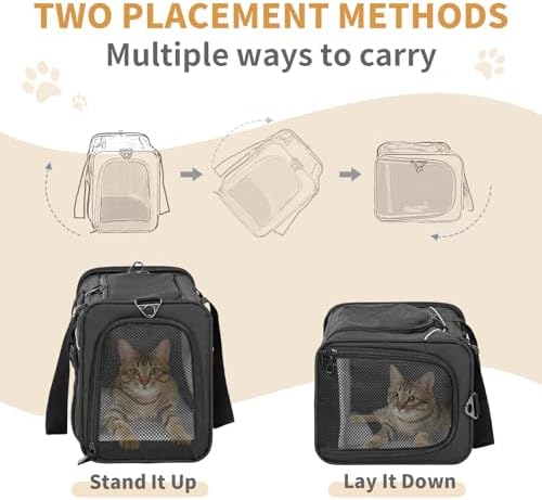 Petsfit Airline Cat Carrier for Small Cats, Two-Way Placement, Up to 9 lb