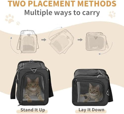 Petsfit Airline Cat Carrier for Small Cats, Two-Way Placement, Up to 9 lb