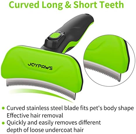 Pet Grooming Brush for Dogs and Cats, Self-Cleaning Undercoat Deshedding Tool, Effectively Reduces Shedding by Up to 95%, Long or Short Hair Remover for Grooming, Green, Hair Brush