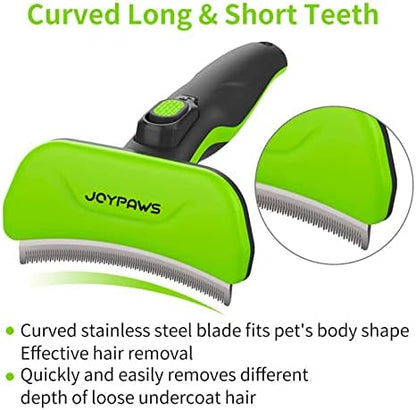 Pet Grooming Brush for Dogs and Cats, Self-Cleaning Undercoat Deshedding Tool, Effectively Reduces Shedding by Up to 95%, Long or Short Hair Remover for Grooming, Green, Hair Brush