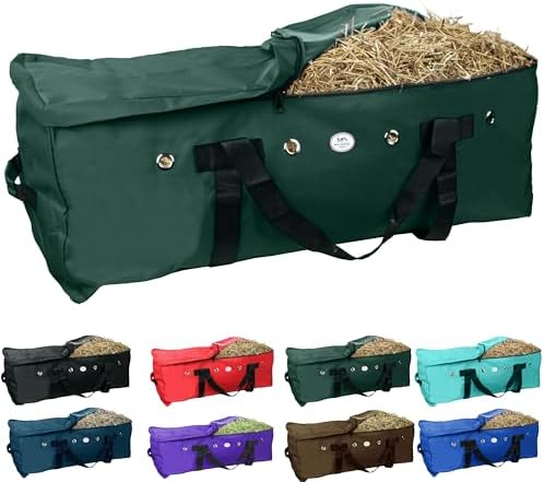 Majestic Ally 1200 D Nylon Fabric Large 44” x 20” x 16” and Extra Large 52" x 27" x21" Heavy-Duty Hay Bale Storage Bag (Hunter Green, X-Large)