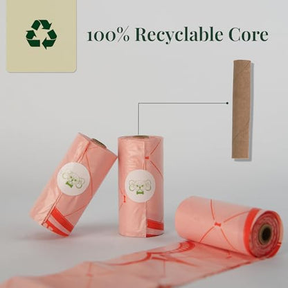 Thick Dog Poop Bags Rolls, Leak-Resistant Pet Waste Bags, 120 Count (8 Rolls), 9x13 in Large, Lavender Scented, Fits Most Dispensers, Pink