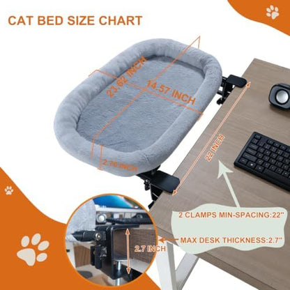 Cat Desk Bed&Cat Hammock for Desk and Bedside,90°Rotating&Height Adjustable