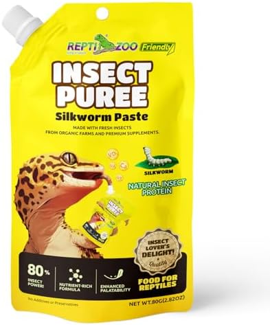Gecko Food Insect Puree, Silkworm Paste Reptile Food Made with Fresh Insects