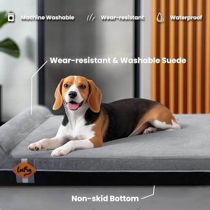 Laifug Orthopedic Dog Beds for Large Dogs,3" Memory Foam Dog Beds,Durable Water Proof Liner Removable and Washable, Nonskid Bottom,Grey Slate Grey 40"x25"x5.5"