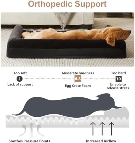 BFPETHOME Orthopedic Washable XLarge Dog Bed for Senior Dog Cozy Sleep