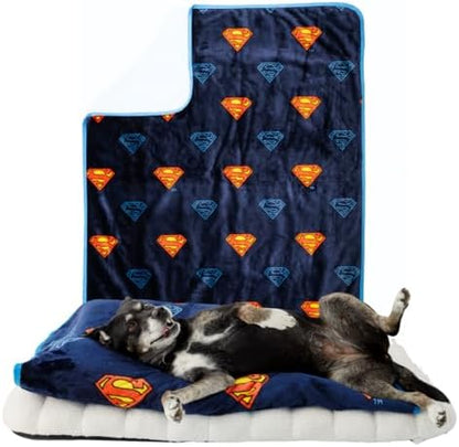 Superman DC Comics Waterproof Dog Bed Cover, Large 40x50 Pet Blanket for Furniture Bed Couch Sofa, (Officially Licensed) by Franco