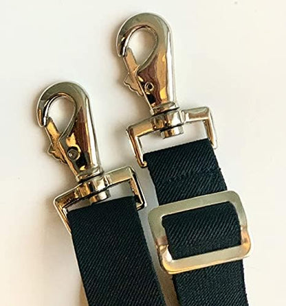 Majestic Ally Pack of 2 Adjustable Length Horse Blanket Sheet Replacement Elastic Leg Strap with Double Swivel Snaps (Black)
