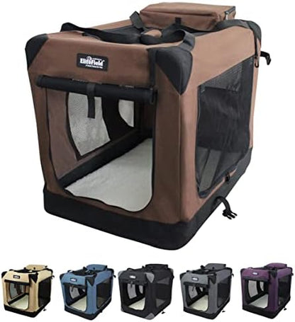 EliteField 3-Door Soft Dog Crate with Bed & Carrying Bag (2-Year Warranty)