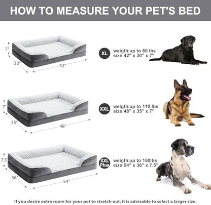 LEXTRO Orthopedic XXL Dog Bed, Washable Dog Beds for Extra Large Dogs