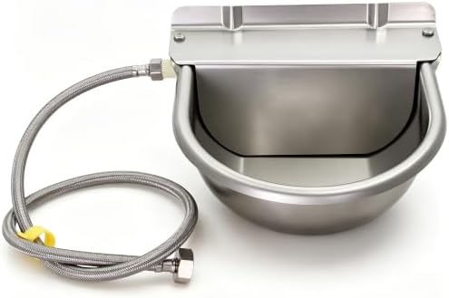 Automatic Horse Drinking Waterer Bowl,Upgrade Stainless Steel Farm Livestock Water Dispenser with Drain Hole and Float Valve for Horse,Dog, Chicken,Goat,Pig (B)
