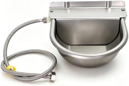 Automatic Horse Drinking Waterer Bowl,Upgrade Stainless Steel Farm Livestock Water Dispenser with Drain Hole and Float Valve for Horse,Dog, Chicken,Goat,Pig (B)