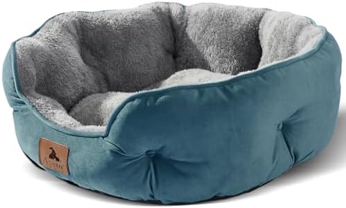 Asvin Medium Dog Bed for Medium Dogs, Cat Beds for Indoor Cats, Pet Bed for Puppy and Kitty, Extra Soft & Machine Washable with Anti-Slip & Water-Resistant Oxford Bottom, Teal, 25 inches