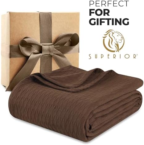 Superior Cotton Blanket, Lightweight, Breathable Bedding, Throw, Chocolate
