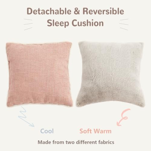 Cat Beds for Indoor Cats, 2-in-1 Cat Bed Cave with Anti-Slip Bottom, Cozy Cats House Tent Suitable for All Seasons, for Small & Medium-Sized Pets Pink(M:15X15X15Inch)